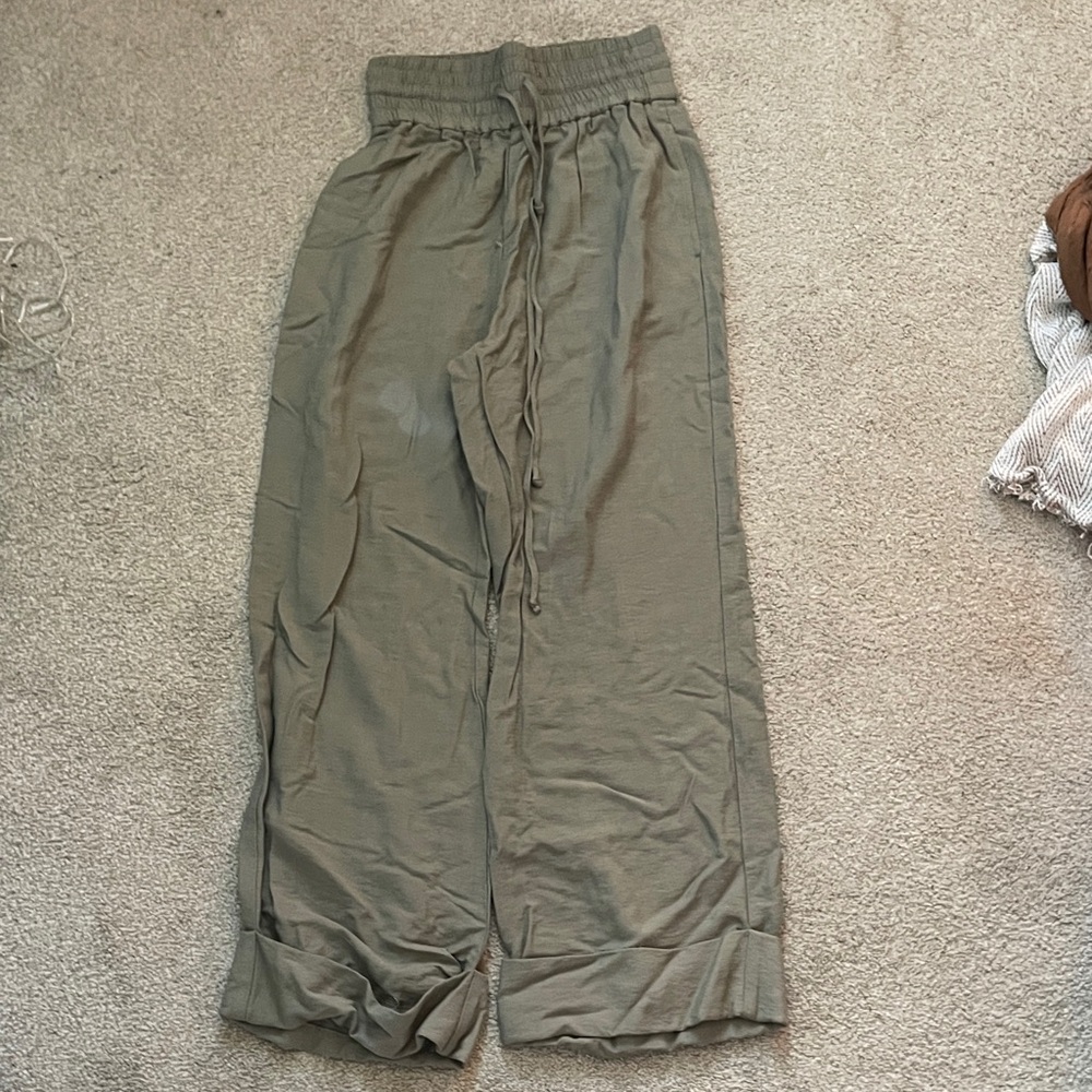 Casual Olive Green Women's Pants